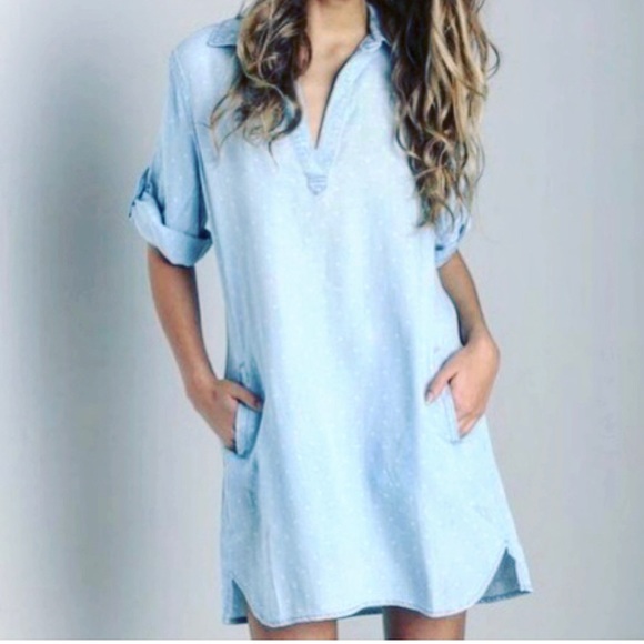 Anthropologie Dresses & Skirts - Cloth & Stone tencel chambray polka dot dress